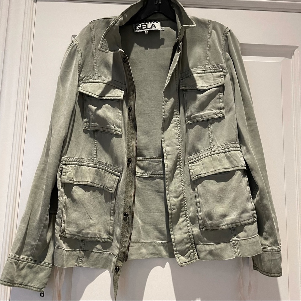 Pam & Gela Sage Green Utility Jacket - Picture 2 of 7